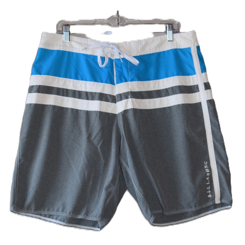 Billabong Platinum X Board Shorts Mens 36 Grey Blue Excellent Stretch M104VMUT